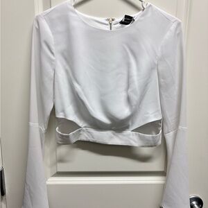Bebe White Long Sleeve Crop Top